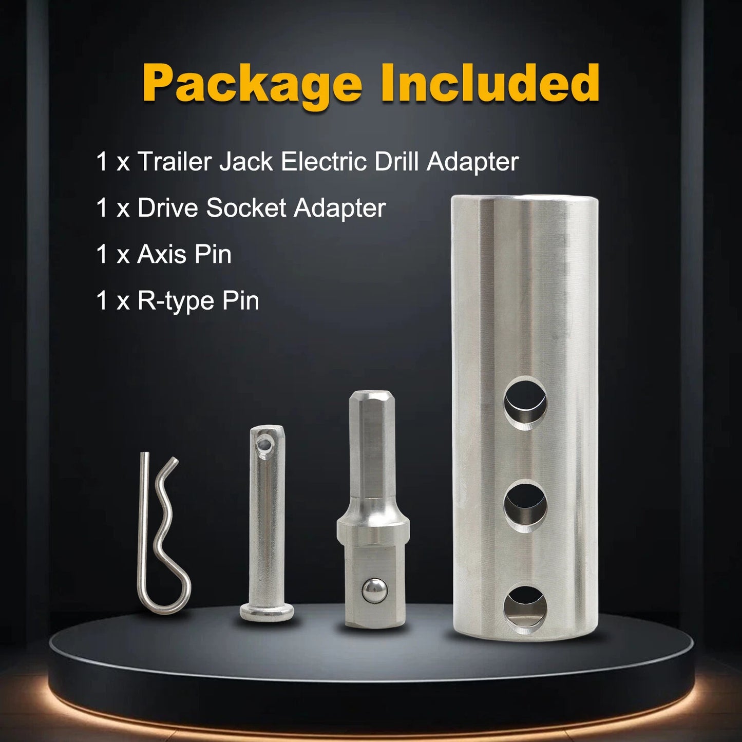 Stainless Steel Trailer Jack Electric Drill Adapter With 1/2 In Socket Bit