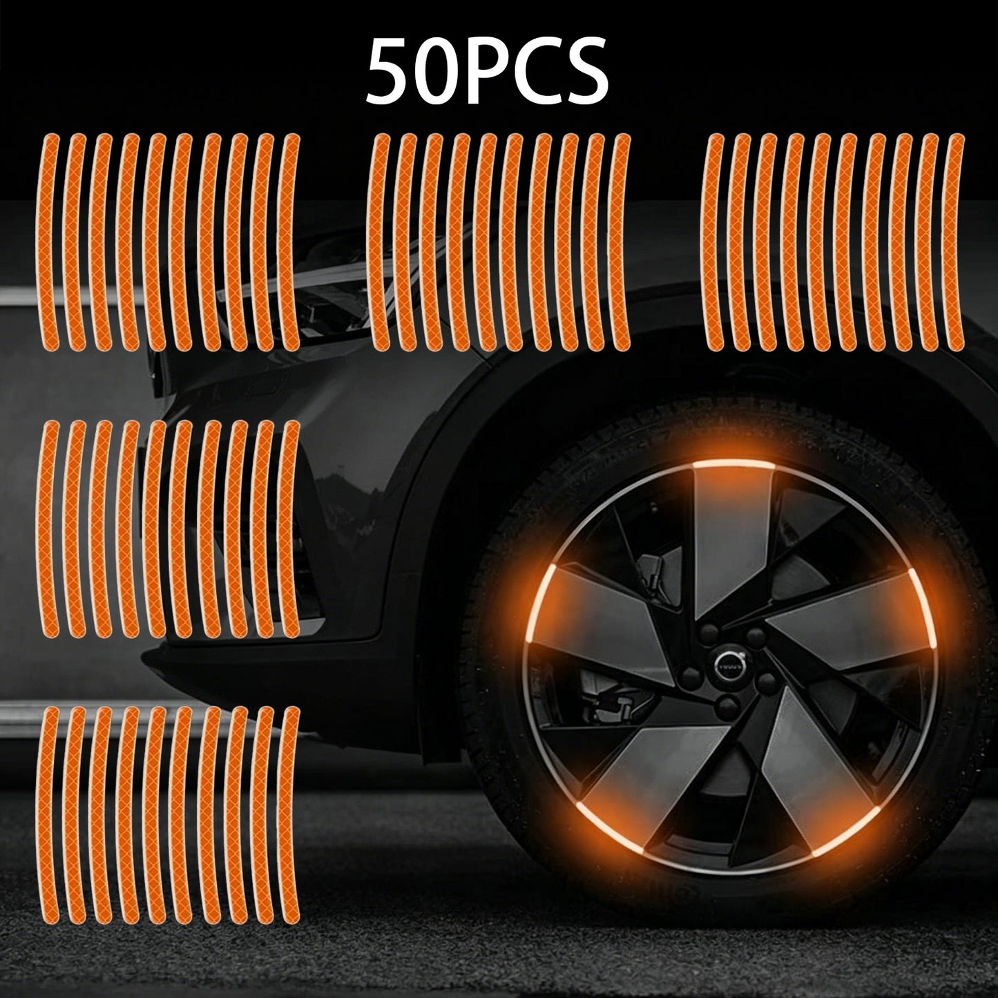 50PCS Fluorescent Reflective Exterior Accessories Decorative Decals Tape