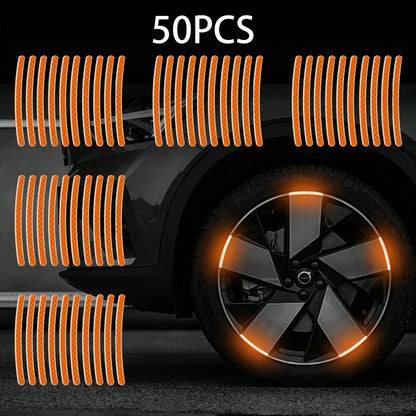 50PCS Fluorescent Reflective Exterior Accessories Decorative Decals Tape