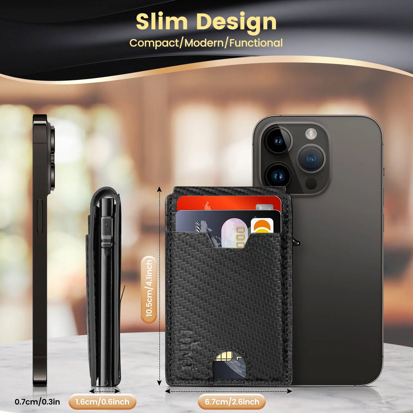 Wallet for Men with Money Clip RFID Blocking Minimalist Wallet Pop Up Aluminum Case