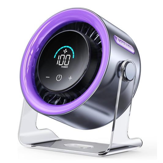 100 Speeds Digital Display Quiet Table Fan with Turbo Airflow 120° Rotating
