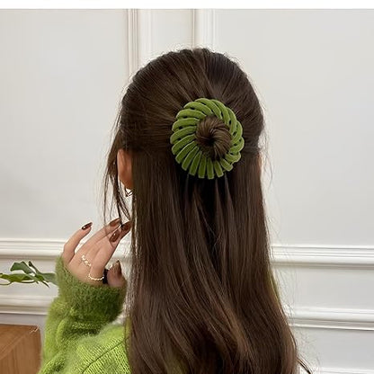 4 Pcs Bird Nest Magic Hair Clip Hairs Maker Flocking Ponytail Holder for Women Girls