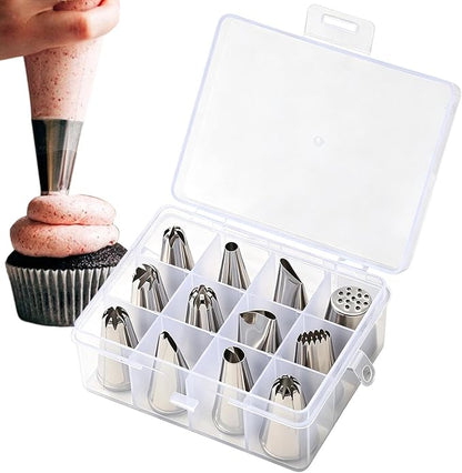 12Pcs Piping Tips Set Flower Frosting Nozzles Icing Tips for Cake Decorating Kit