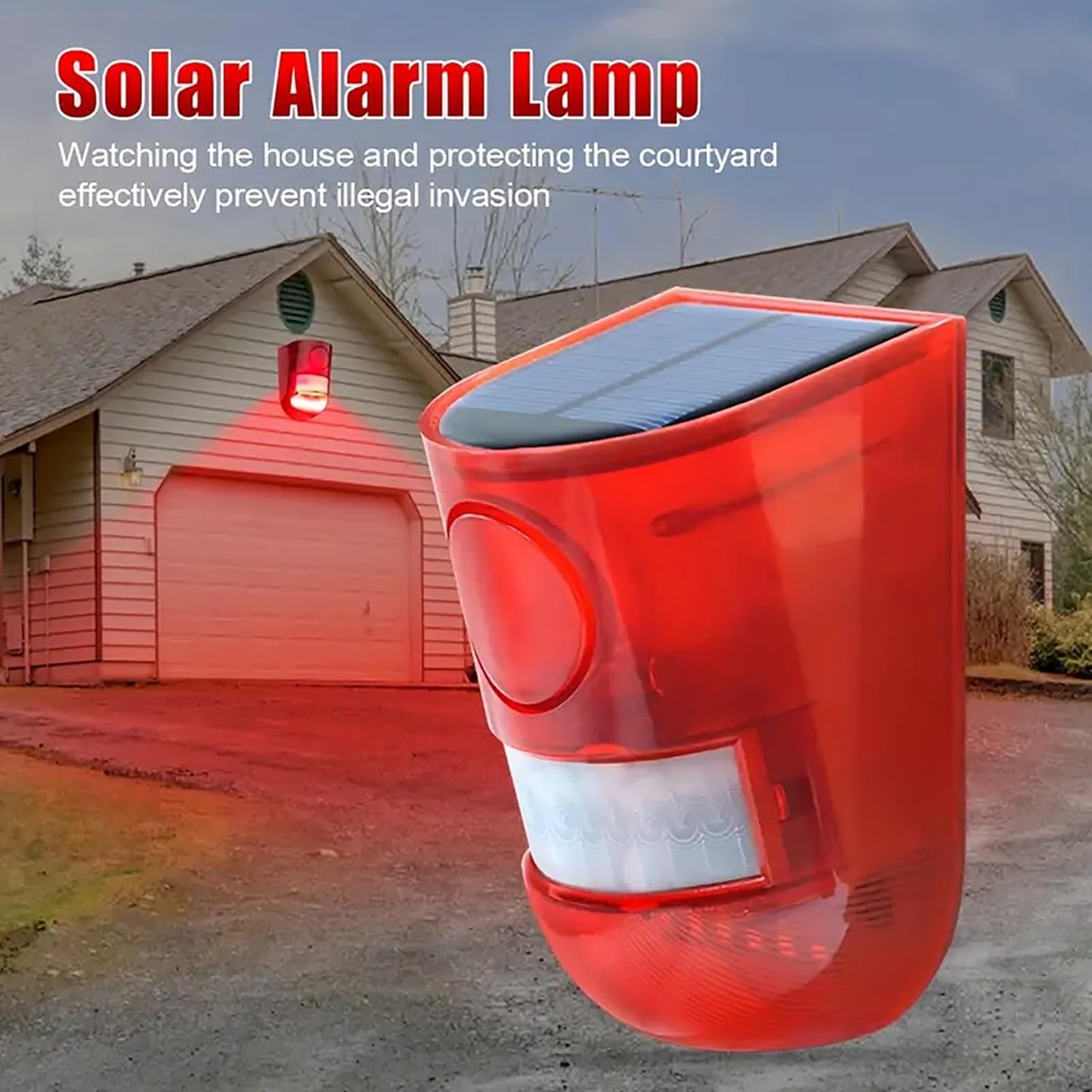 Solar LED Strobe Light Wireless Motion Sensor Alarm for Outdoor
