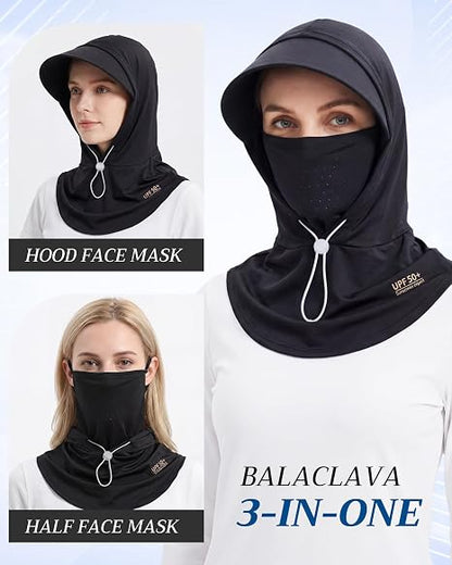 Cooling Breathable Balaclava Full Face Mask with Wide Brim Sun UV Protection Hood