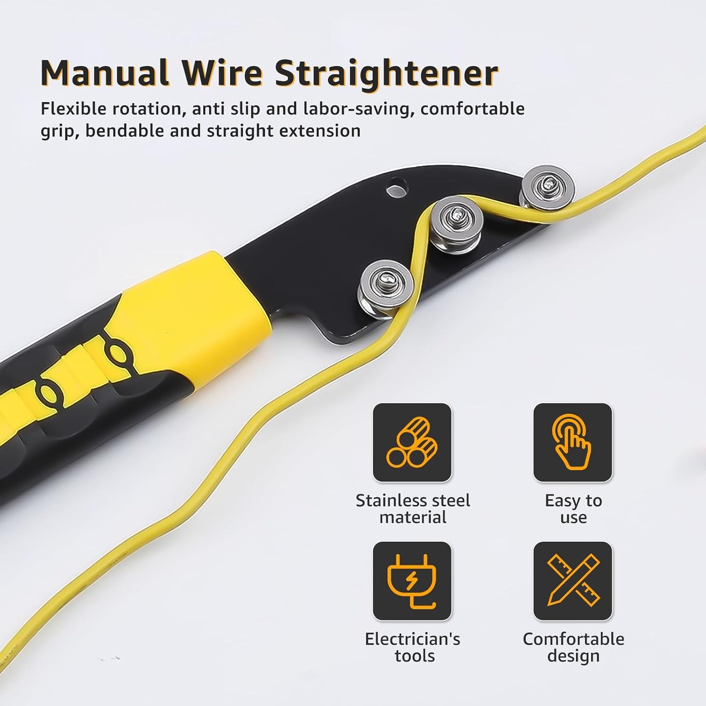 Stainless Steel Cable Straightener Tool - Professional Manual Untwisting & Bending Device for Electricians, HVAC & Telecom Projects