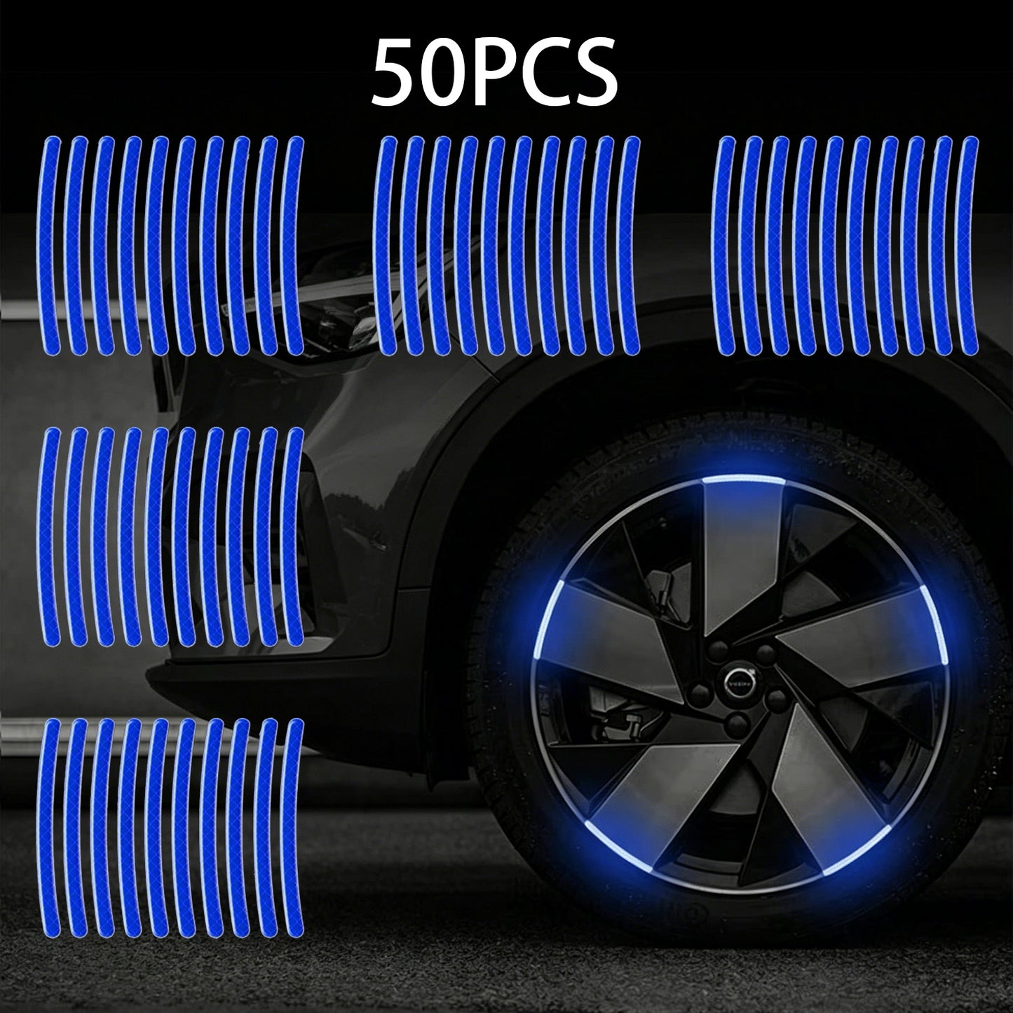 50PCS Fluorescent Reflective Exterior Accessories Decorative Decals Tape