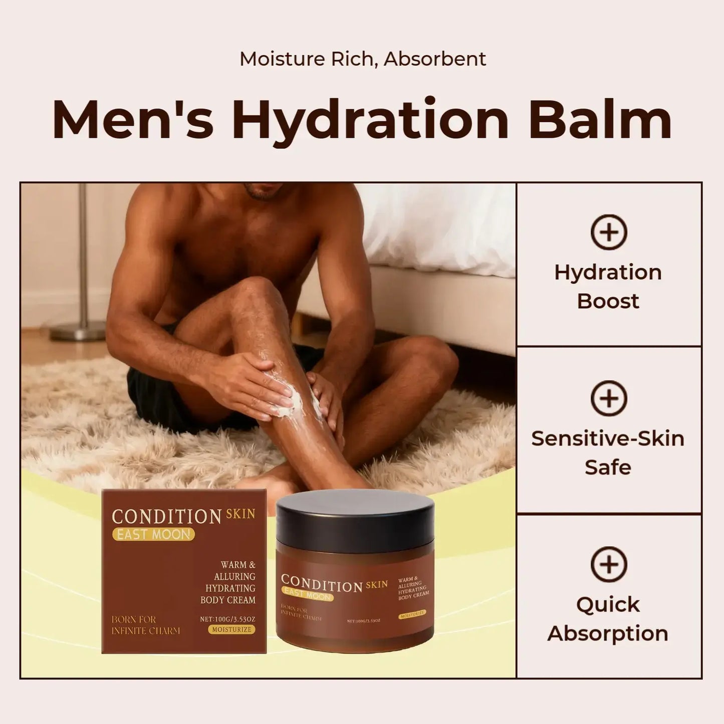 East Moon Men's Moisturizing Hydrating Body Lotion