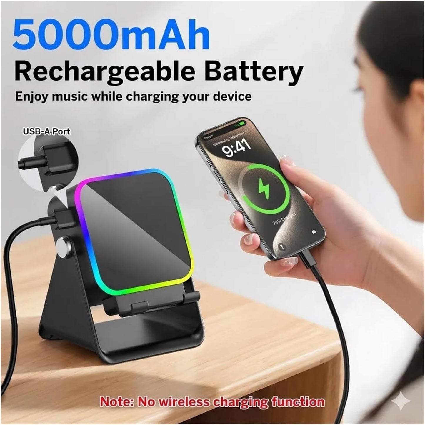 5-in-1 Wireless Induction Bluetooth Speaker with Phone Stand