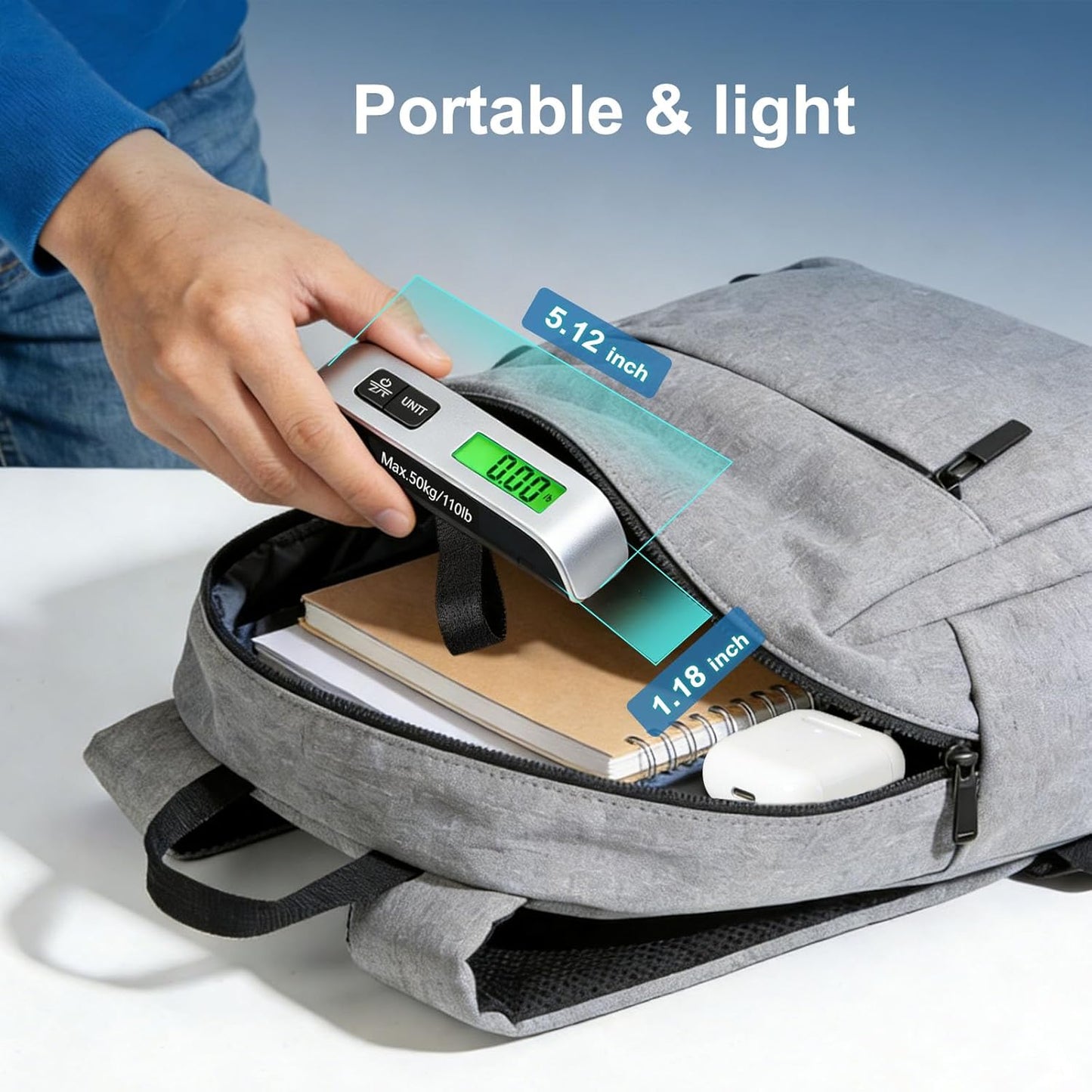 110lb Suitcase Weight Scale for Travel with Backlit LCD Display