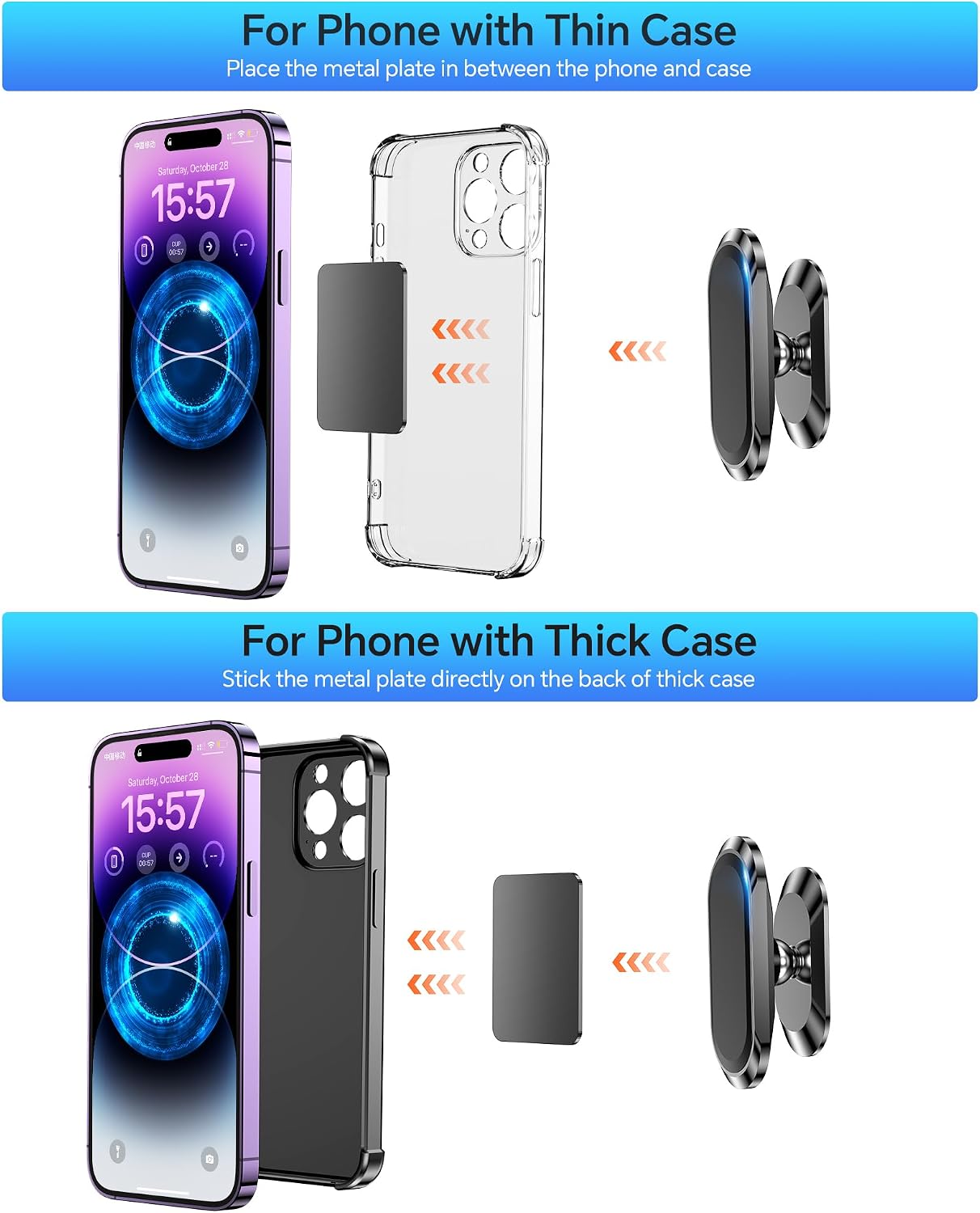 2-Pack Strong Magnetic Phone Holder for Car Dash