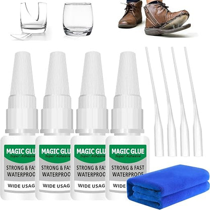 4 Pack Heavy-Duty Super Welding Instant Glue on Metal, Plastic, Wood, Glass, Rubber, Leather & Ceramics