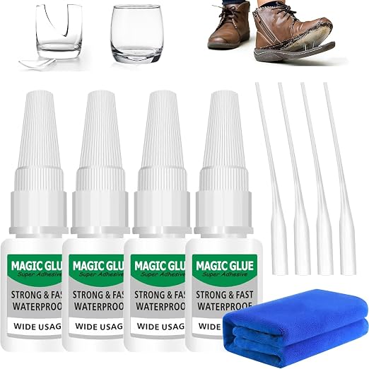 4 Pack Heavy-Duty Super Welding Instant Glue on Metal, Plastic, Wood, Glass, Rubber, Leather & Ceramics