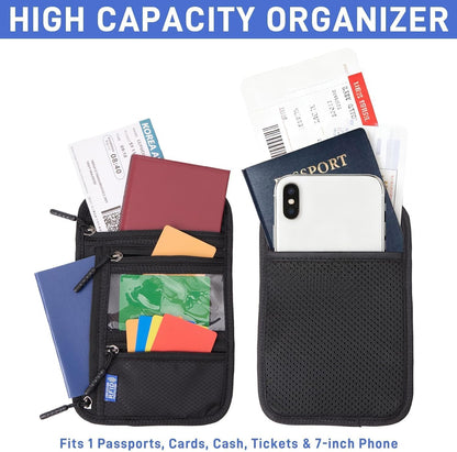 RFID Blocking Passport Holder, Multi-Passport Pouch, Easy to Conceal Travel Pouch
