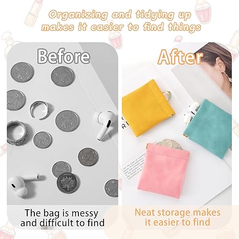 4 Pack Snap Closure Leather Organizer Pouch Coin Purse