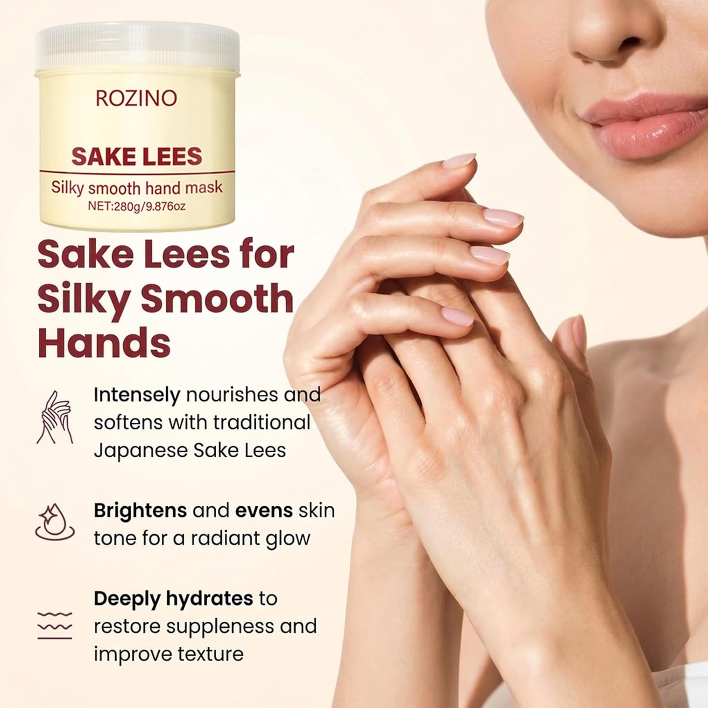 Deep Moisturizing Sake Lees Hand Mask for Dry, Cracked Hands