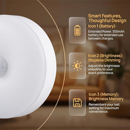 3 Pcs Rechargeable Motion Sensor 3 Color Night Light for Bedroom, Hallway, Cabinet