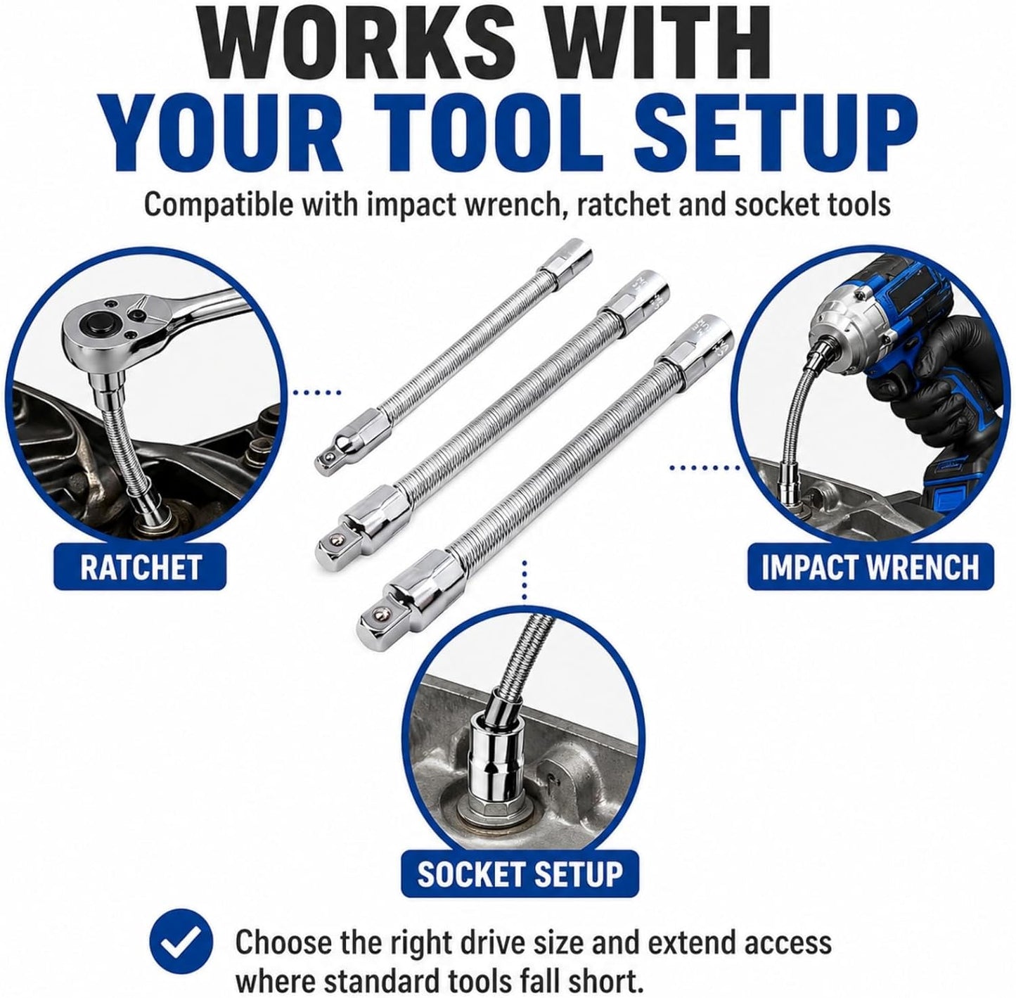 360 Flexible Socket Extension Bar for Impact Wrench Ratchet and Automotive Repair