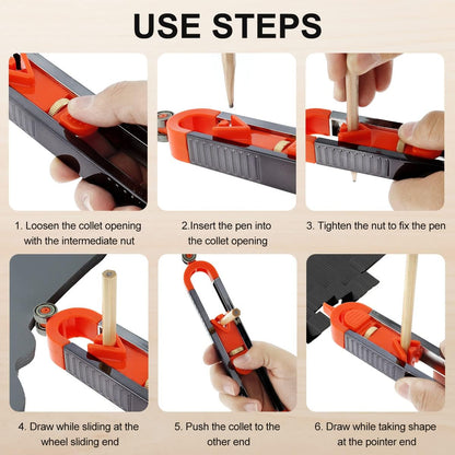 Precise Profile Gauge Tool with Lock and 2 Pencils