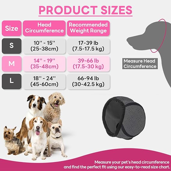 Dog Ear Muffs Noise Protection, Calming,Stress-Reducing, Comfortable  for Firework, Grooming, Thunderstorms, Swimming, Bathing,