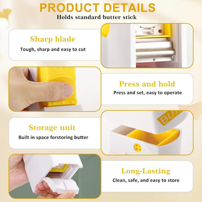 One-Click Butter Slicer with Airtight Storage - Stainless Steel Butter Dispenser