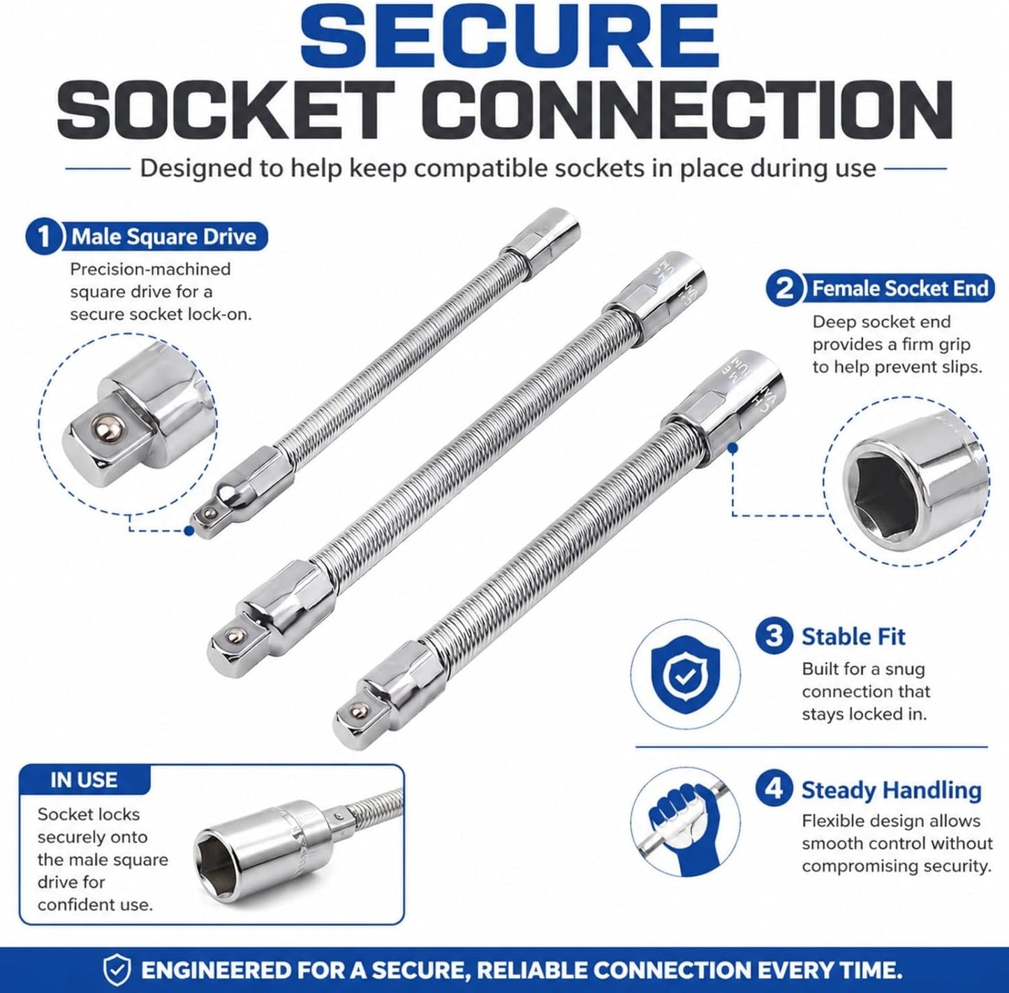 360 Flexible Socket Extension Bar for Impact Wrench Ratchet and Automotive Repair