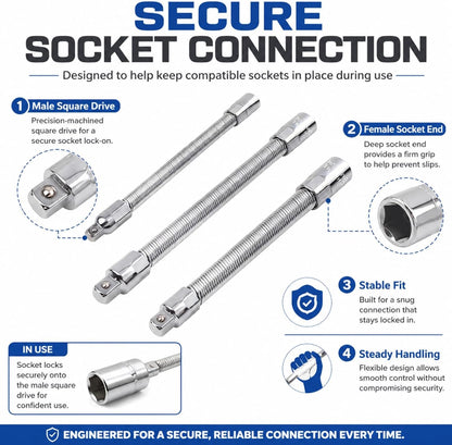 360 Flexible Socket Extension Bar for Impact Wrench Ratchet and Automotive Repair