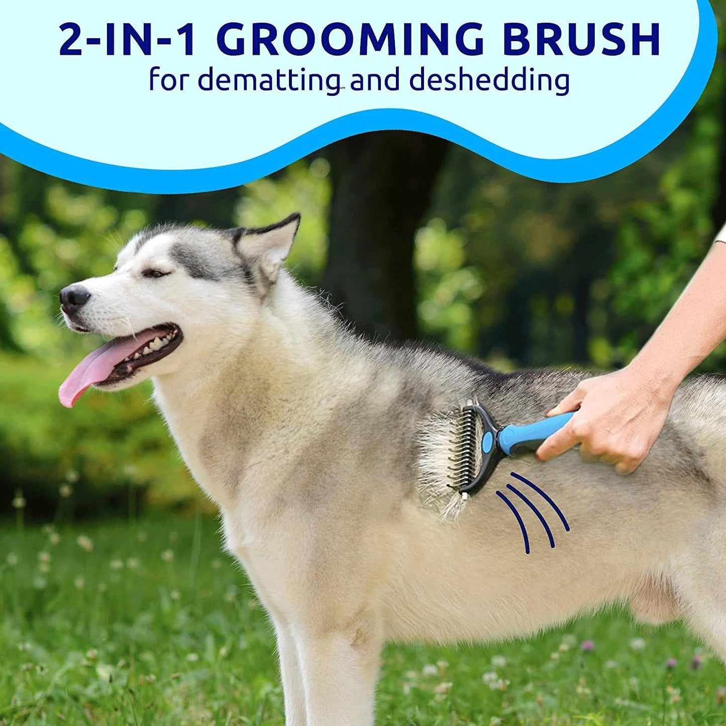 2 Pcs Dog Grooming Brush | Pet Undercoat Dematting Rake with Rounded Teeth