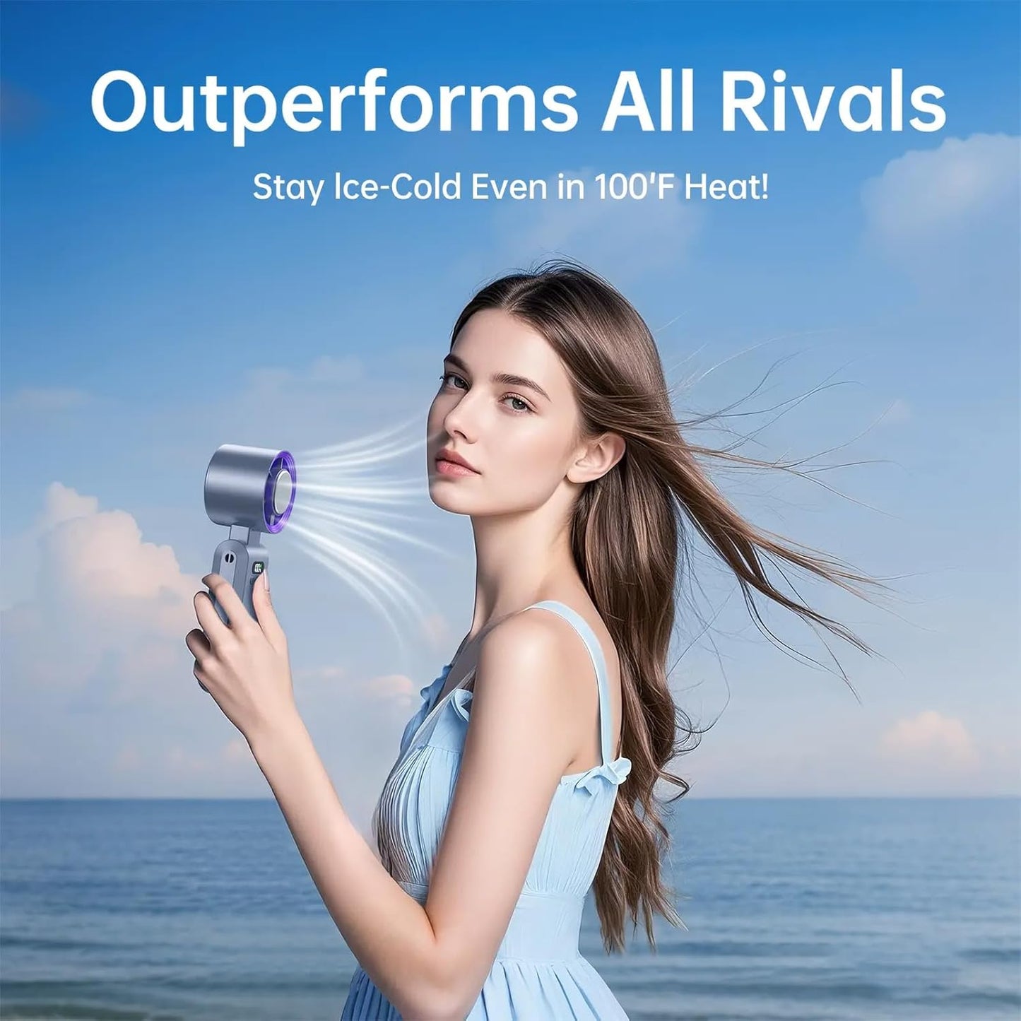 Rechargeable Handheld Portable Turbo Fan with Ice Cooler