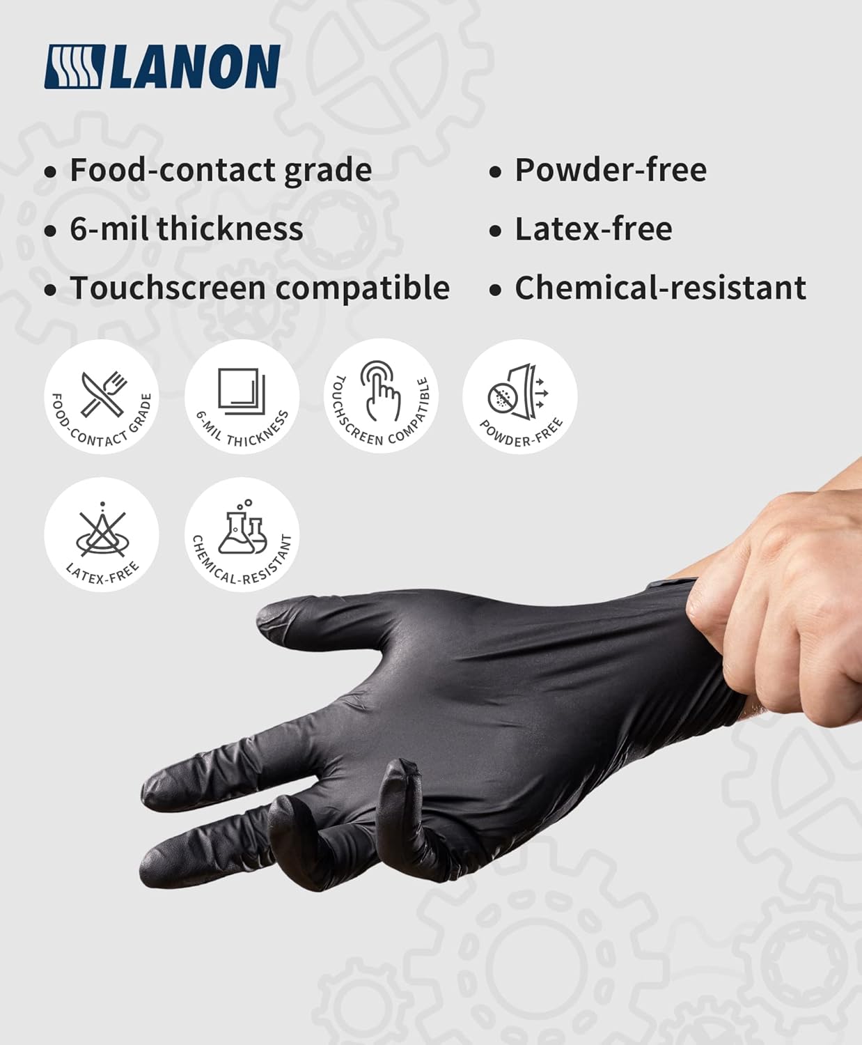 50 Pcs Nitrile Disposable Gloves Food-Safe, Powder-Free,, Textured Fingertips, Latex-Free