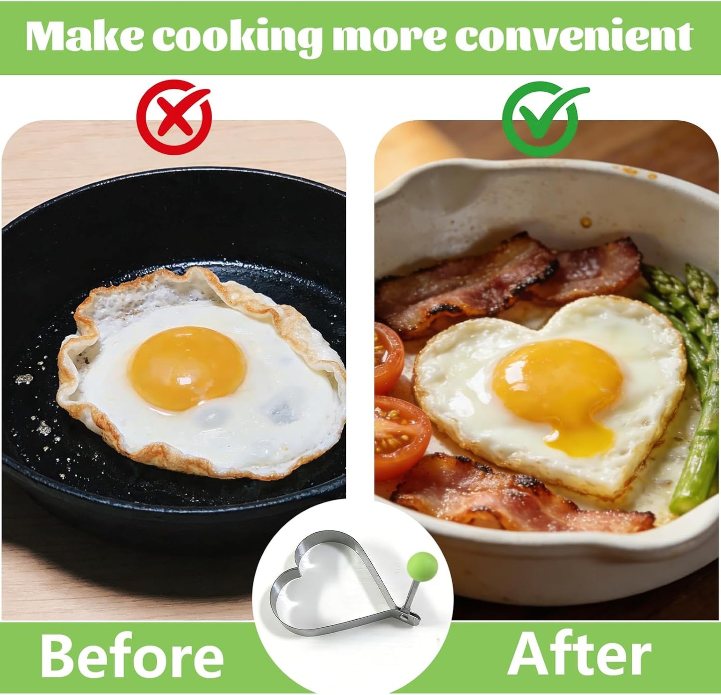 5-Pack Stainless Steel Fried Egg Molds