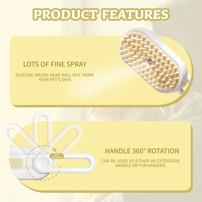 Anti-Static Spray Pet Grooming Brush with Warm Mist Massage