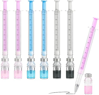 6Pcs Creative Syringe Shaped Gel Ink Pens Unique Gift for Nurse Appreciation Week