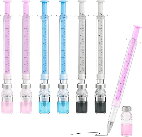 6Pcs Creative Syringe Shaped Gel Ink Pens Unique Gift for Nurse Appreciation Week