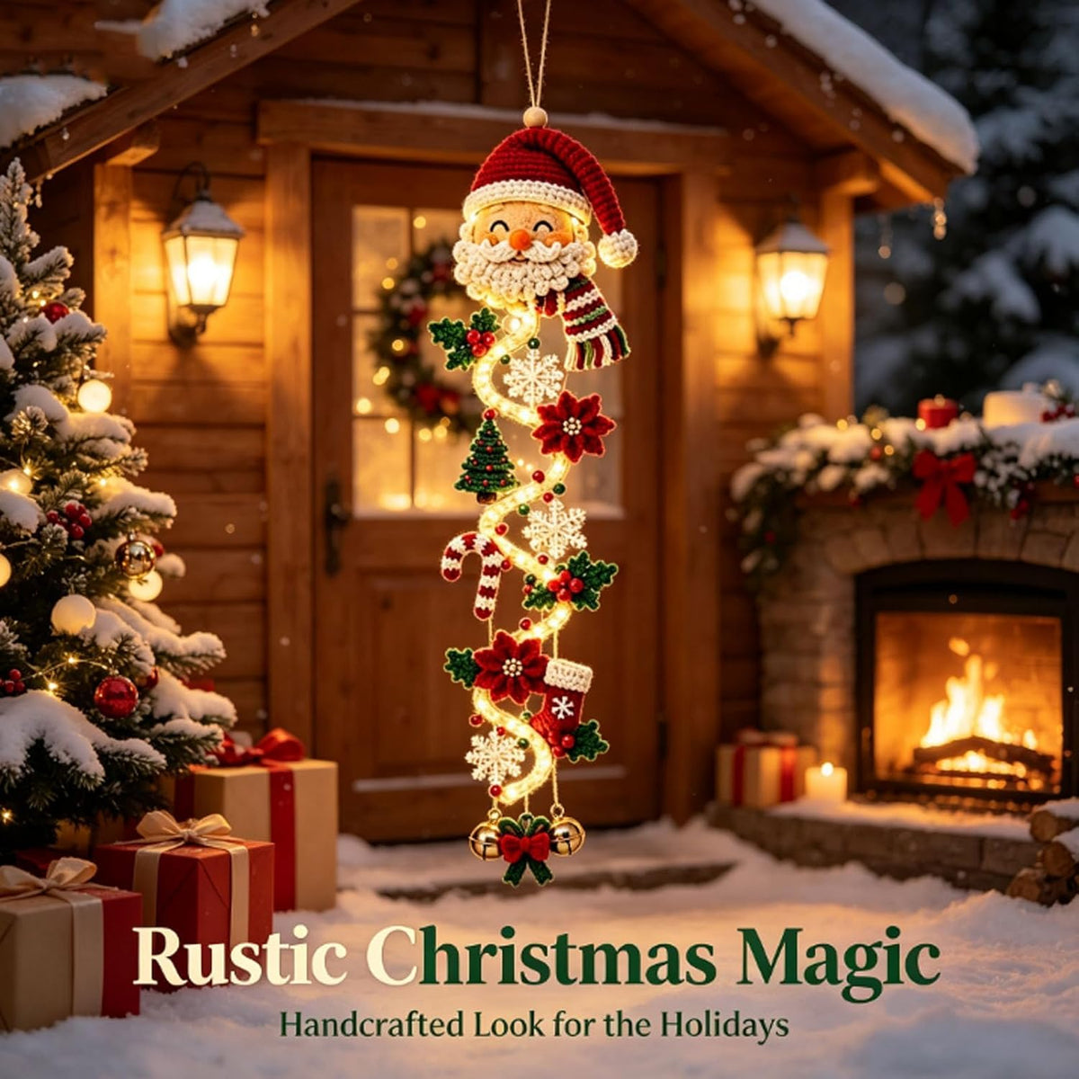 6 Styles Glowing Christmas Door Hanger, Lighted Christmas Door Hanger