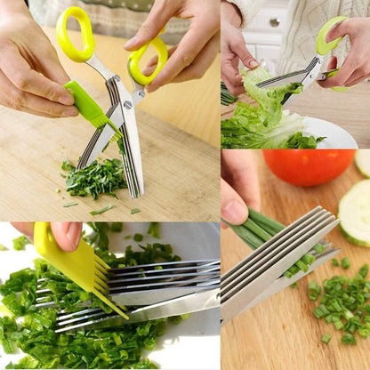 5 Blade Stainless Steel Kitchen Scissors with Cleaning Comb