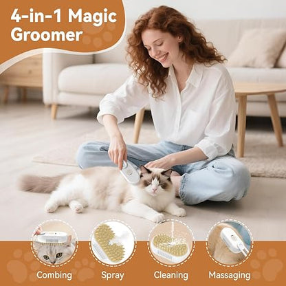 4 in 1 Rechargeable Pet Steam Brush for Shedding