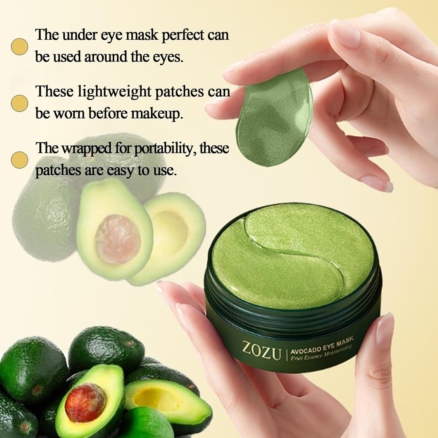 30 Pairs Hydrating Gel Soothing Under Eye Masks for Cooling Moisture Avocado