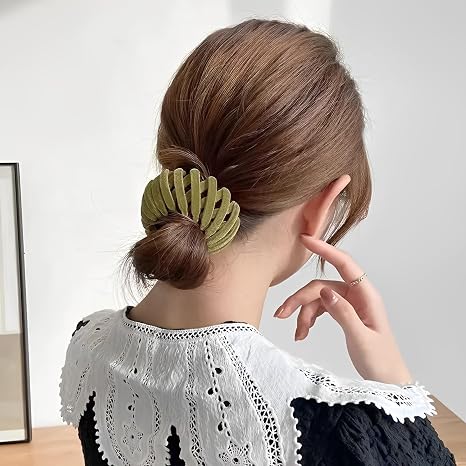 4 Pcs Bird Nest Magic Hair Clip Hairs Maker Flocking Ponytail Holder for Women Girls
