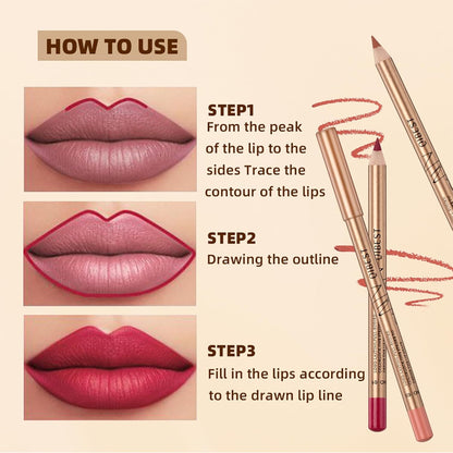 QIBEST 12 Pcs Matte Lip Liner Set