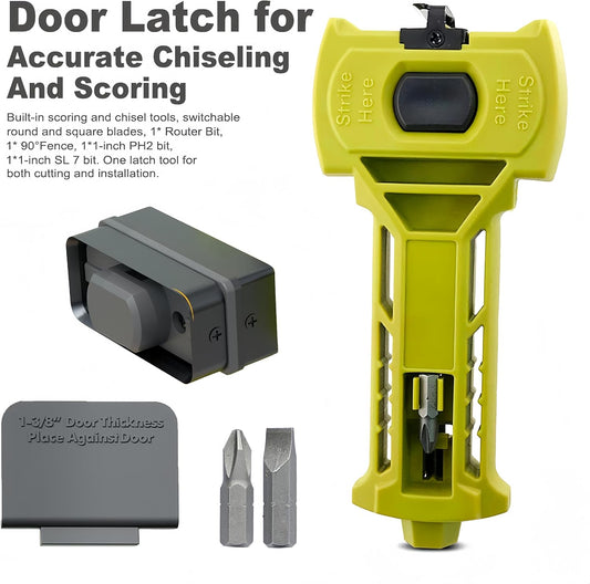 Door Latch Mortise Tool, Professional Precision Scoring and Chiseling Kit for Square and Round Latch Installation