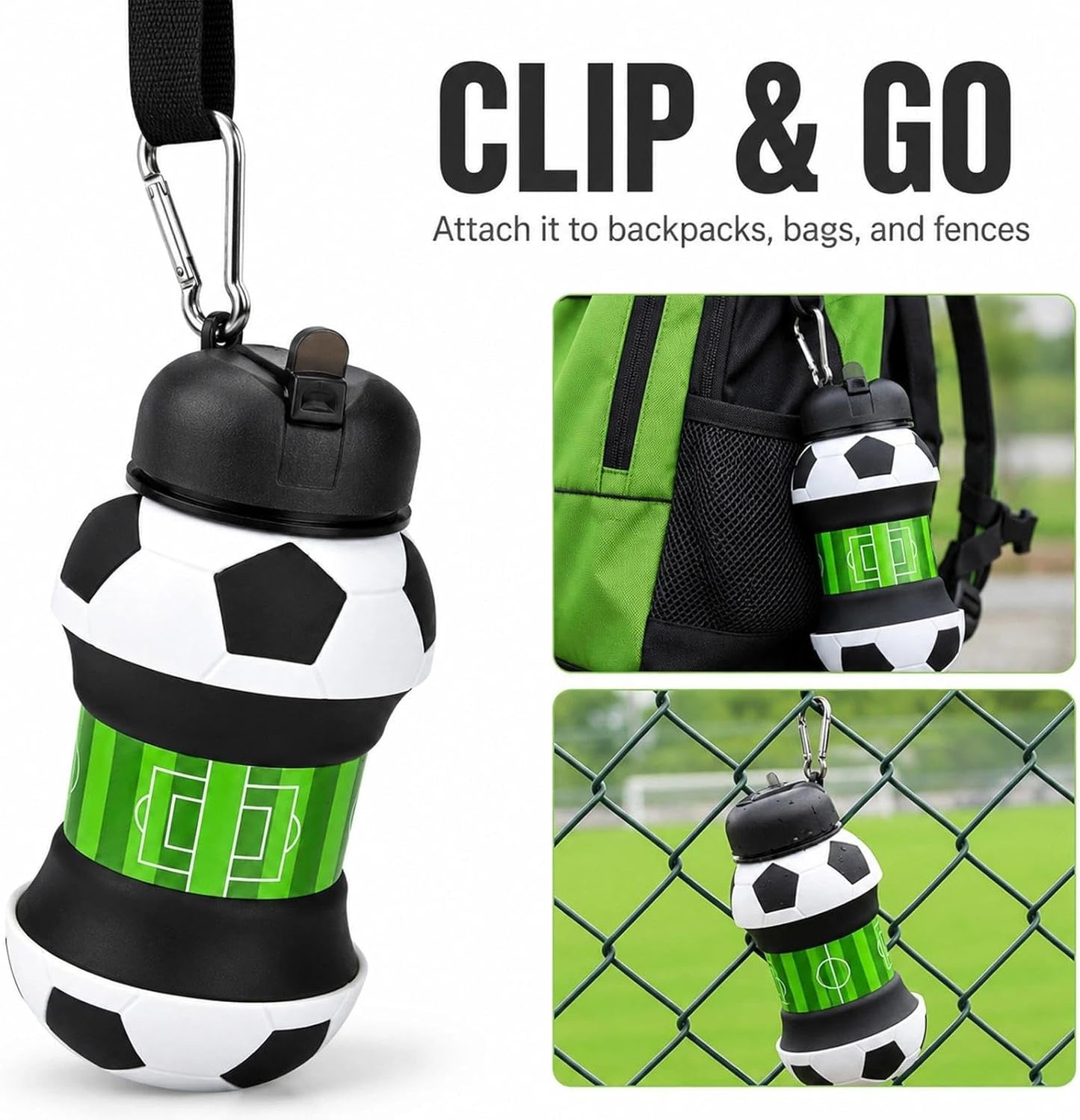 500ML Portable Soccer Ball Foldup Water Bottle