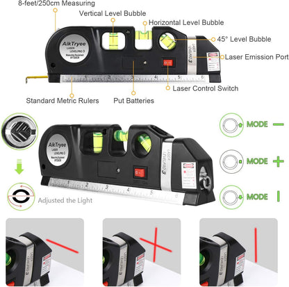 Standard Cross Line Laser leveler Beam Tool with Metric Rulers