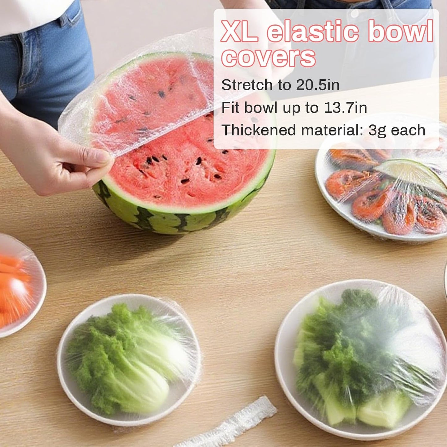 Extra Large Plastic Wrap for Food | Stretch Elastic Food Covers