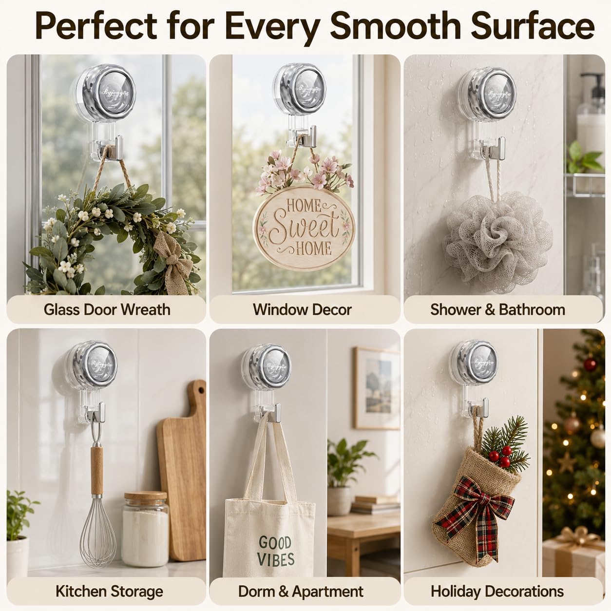 Heavy Duty Suction Cup Hooks for Window Shower Glass Door