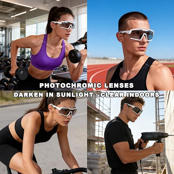 Photochromic Cycling Glasses, MTB Transparent Mountain Bike Sunglasses