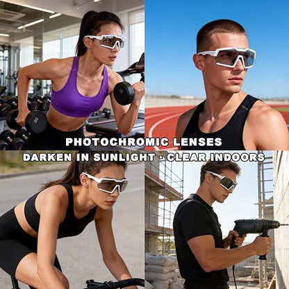 Photochromic Cycling Glasses, MTB Transparent Mountain Bike Sunglasses