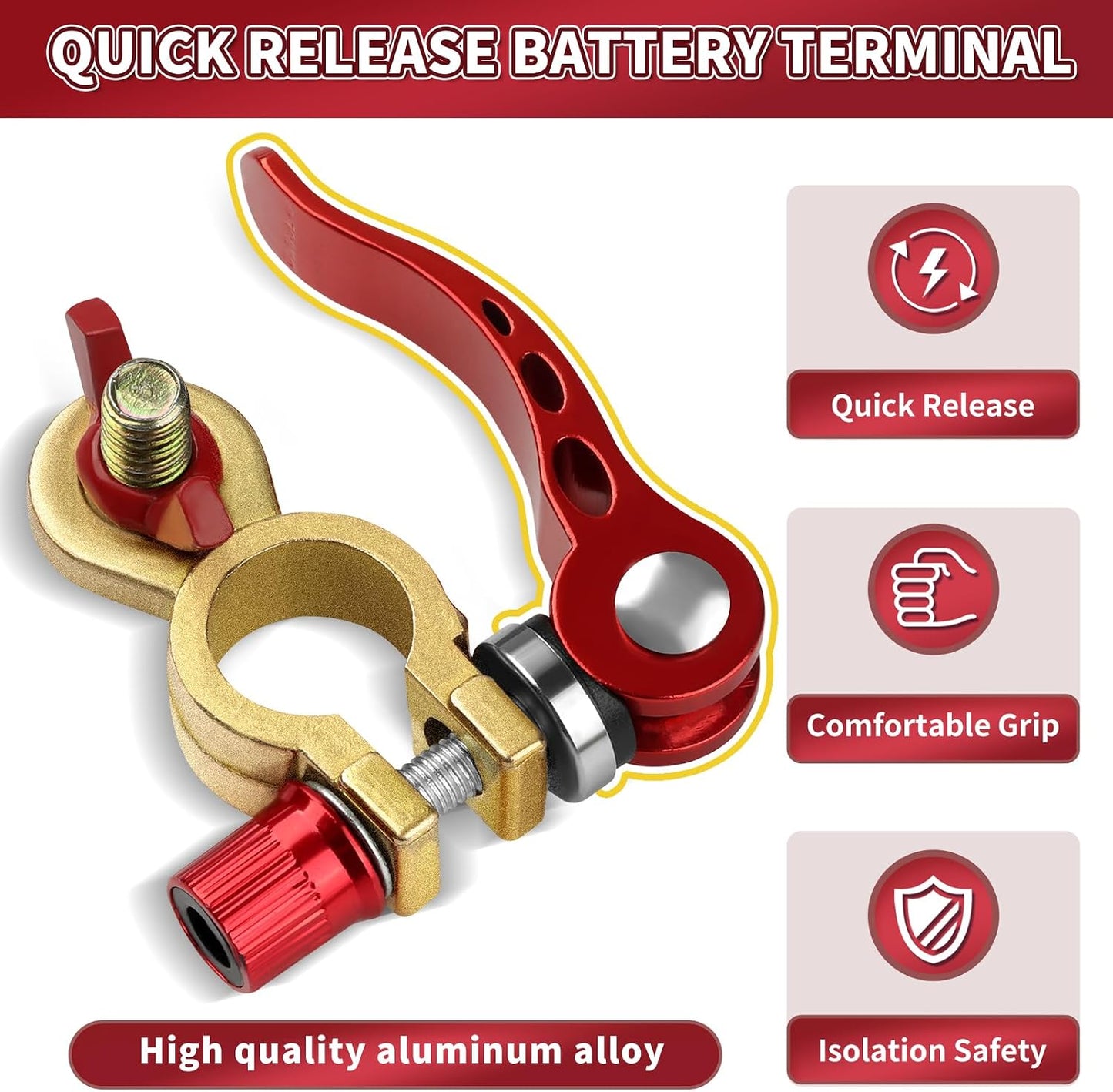 2PCS Car Battery Quick Release Terminal Connectors with Accessories