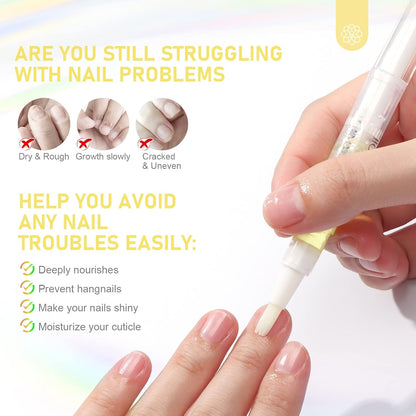 6PCS Natural Revitalizing Cuticle Oil for Nails with Vitamin E