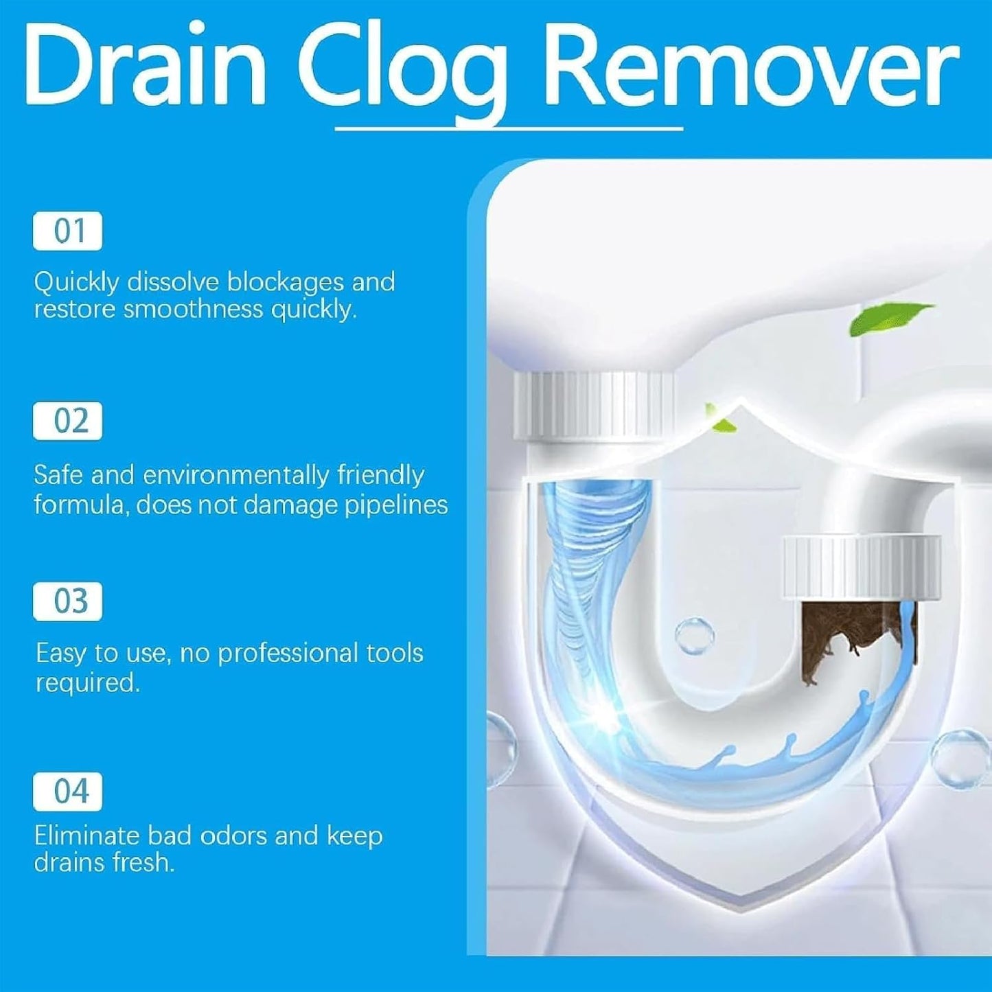 Strong Drain Effervescent Tablet for Kitchen & Bathroom Pipes